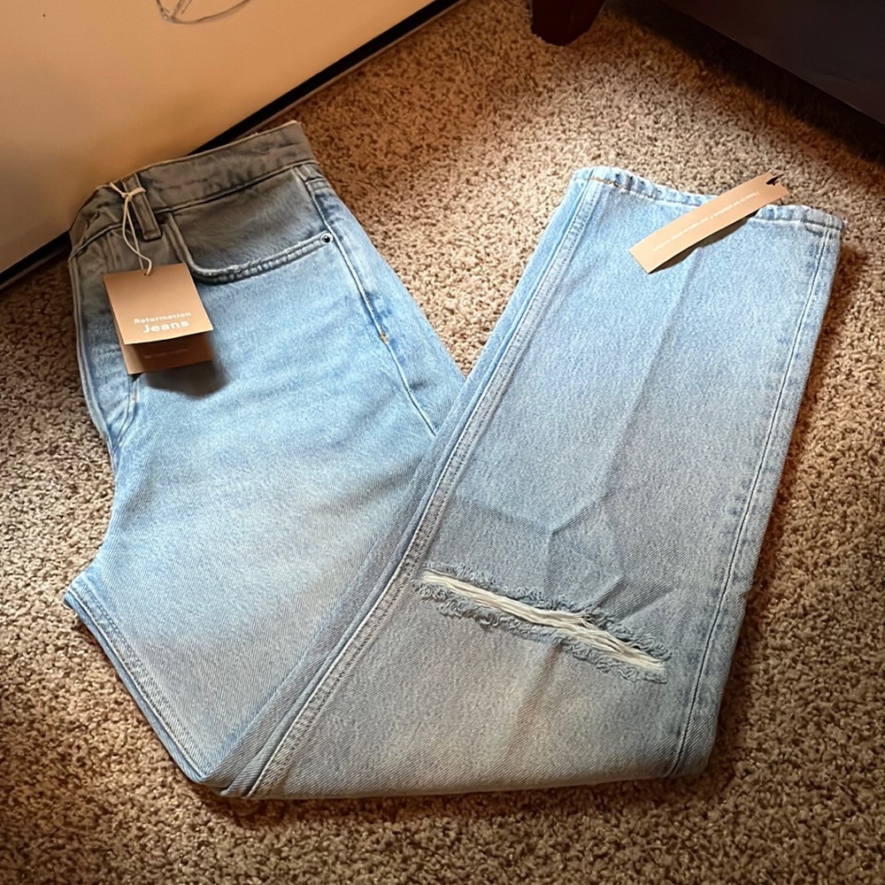 NWT Reformation Cynthia High Rise Straight Cropped Jeans